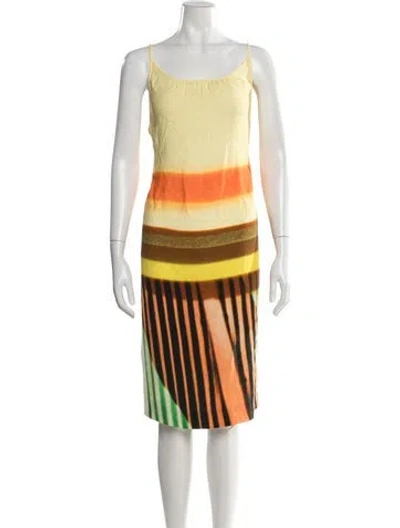 Pre-owned Dries Van Noten X Len Lye Printed Knee-length Dress In Orange