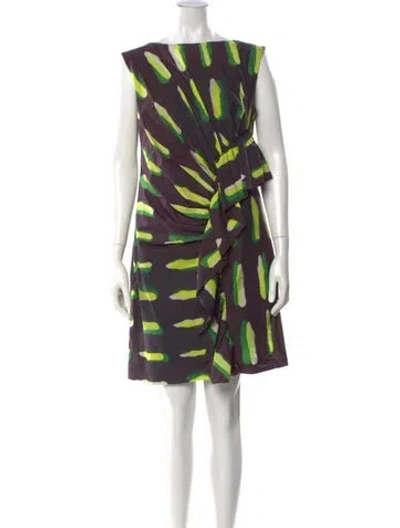 Pre-owned Dries Van Noten X Len Lye Printed Knee-length Dress In Purple