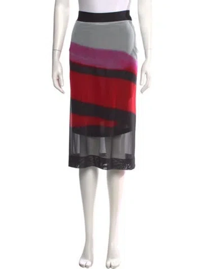 Pre-owned Dries Van Noten X Len Lye Printed Midi Length Skirt In Red