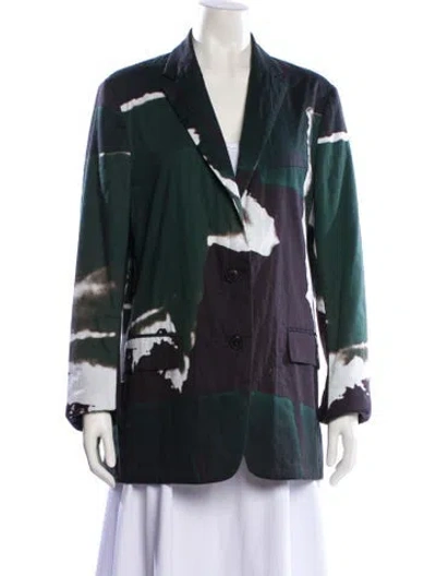 Pre-owned Dries Van Noten X Len Lye Striped Blazer In Green