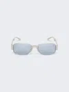Dries Van Noten X Linda Farrow Rectangular Sunglasse In Matt Silver/grey/silver