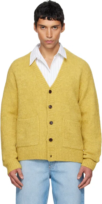 Dries Van Noten Yellow Alpaca Cardigan