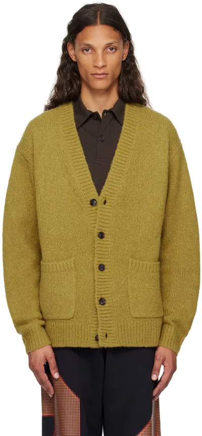 Dries Van Noten Yellow Alpaca Cardigan In Mustard 203