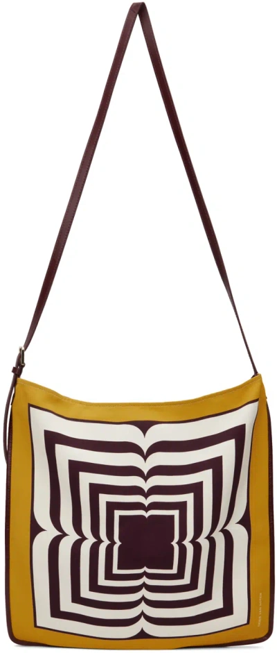 DRIES VAN NOTEN YELLOW & OFF-WHITE PRINTED SCARF TOTE