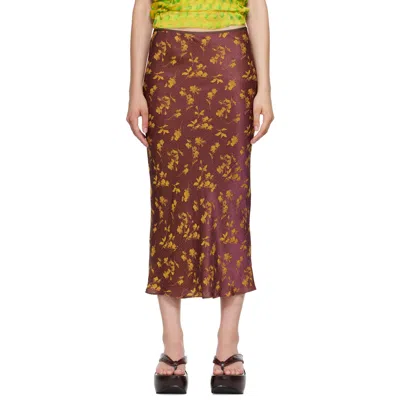 Dries Van Noten Floral-jacquard Cloqué Midi Skirt In Brown