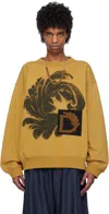 Dries Van Noten Yellow Appliqué Sweatshirt In 205 Ocra