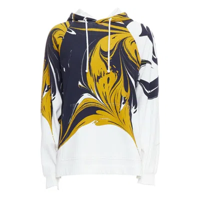 Pre-owned Dries Van Noten Yellow Black White Marble Swirl Print Cotton Hoodie S
