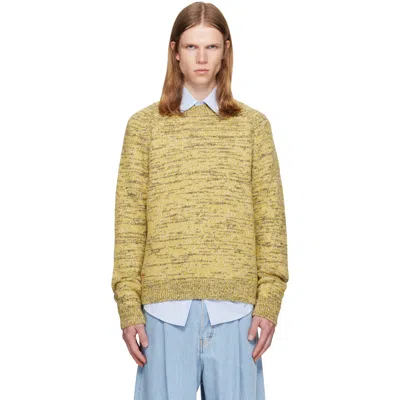 Dries Van Noten Yellow Embroidered Flowers Wool Sweater In Yellow 202