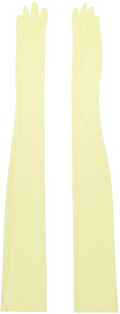 Dries Van Noten Yellow Long Gloves In 206 Pale Yellow