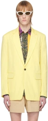 Dries Van Noten Yellow Notched Blazer In 202 Yellow