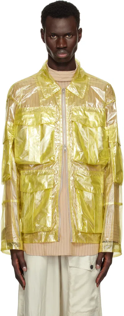 Dries Van Noten Yellow Overdyed Transparent Jacket In 201 Lime