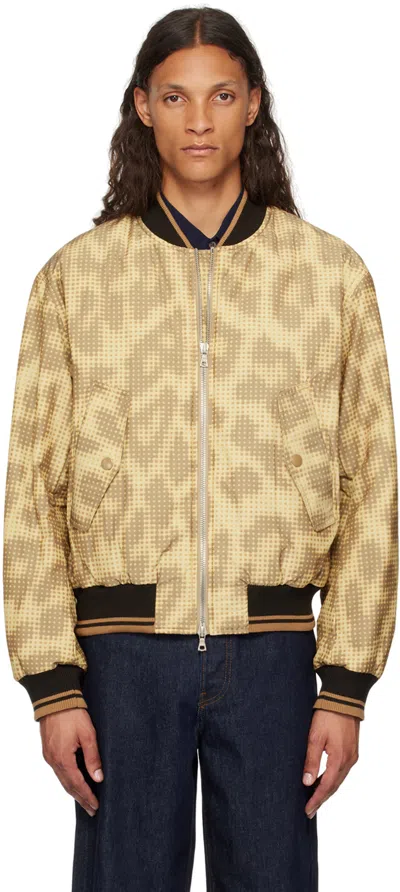 Dries Van Noten Yellow Printed Bomber Jacket In 101 Sand