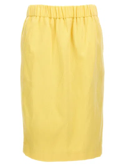 Dries Van Noten 'safya' Skirt With Back Slit And Side Pockets In Yellow