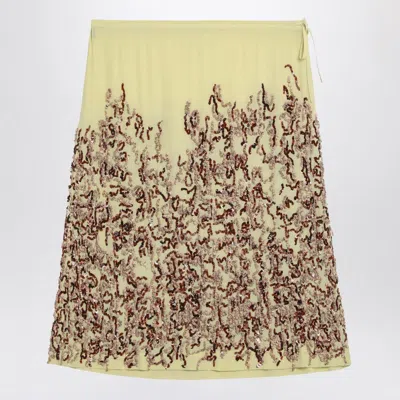 Dries Van Noten Womens Lime Sequin-embellished Satin Midi Skirt In Multi