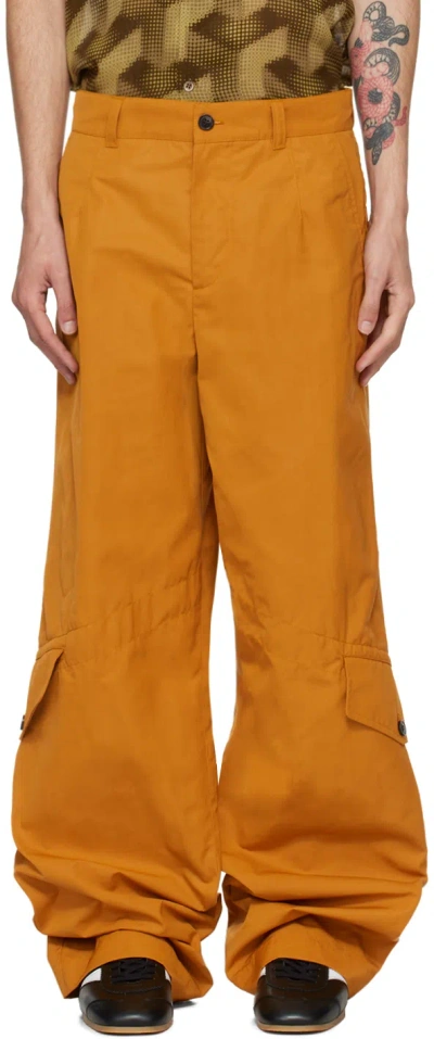 Dries Van Noten Yellow Wide Cargo Pants In 203 Mustard