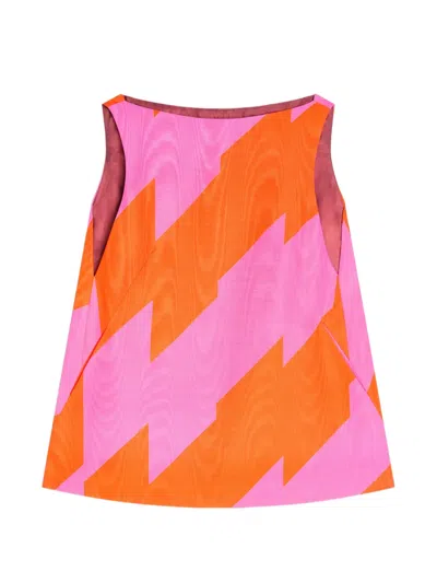 Dries Van Noten Zigzag Mini Dress In Pink