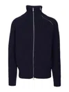 Dries Van Noten Men Zippered Wool Sweater In Blue