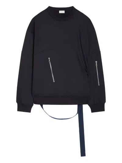 Dries Van Noten Zip-pocket Strap Sweatshirt In Black