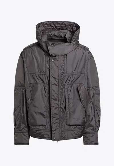 Dries Van Noten Zip-up Bomber Jacket With Hood In Black
