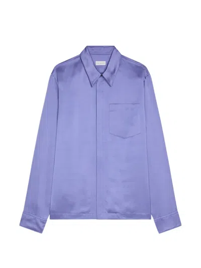 Dries Van Noten Zip-up Shirt In Blue