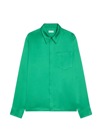 Dries Van Noten Zip-up Shirt In Green