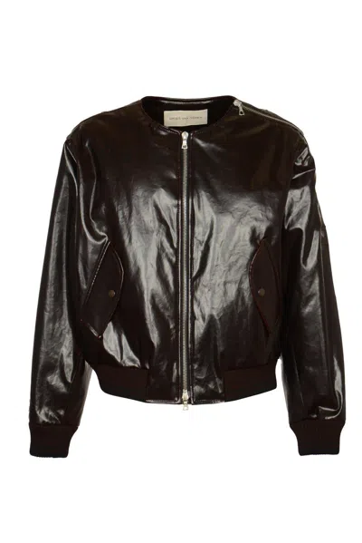 Dries Van Noten Brown Zip Bomber Jacket