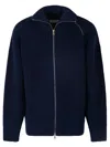 Dries Van Noten Zippered Wool Sweater In Blue