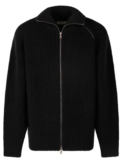 Dries Van Noten Zippered Wool Sweater In Black