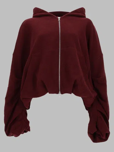 Dries Van Noten Zip-up Cotton Sweatshirt In Burgundy
