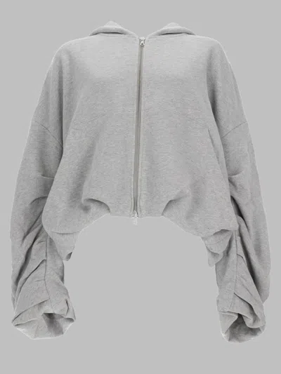 Dries Van Noten Zip-up Cotton Sweatshirt In Gray