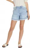 Driftwood Aria X Boogie Remix Cuffed Denim Shorts In Light Wash In Blue