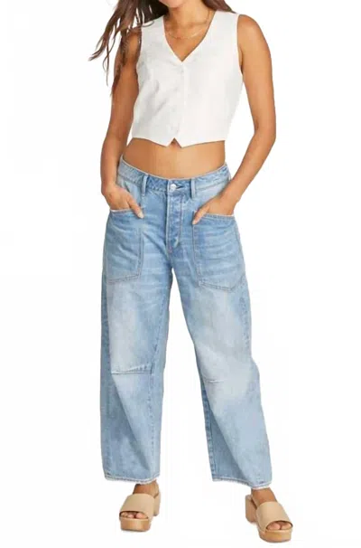 Driftwood Barbara Barrel Jeans In Medium Wash In Blue