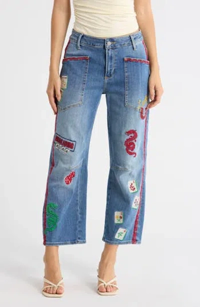 Driftwood Barbara High Waist Crop Barrel Leg Jeans In Blue