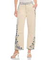 Driftwood Barbara X Ravishing Floral Embroidered Jeans In Cream In Pink