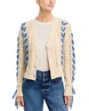Driftwood Braided Denim Button Front Sweater In Pink