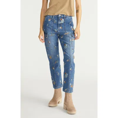 Driftwood Cargo Straight Leg Jeans In Medium Wash