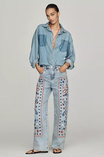 Driftwood Carpenter High-rise Barrel Jeans In Blue