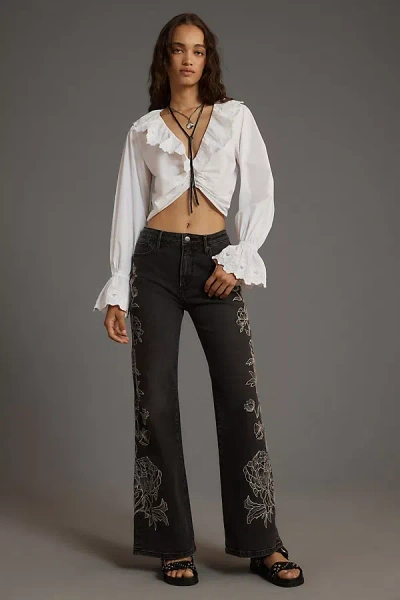 Driftwood Charlee Mid-rise Wide-leg Jeans In Black