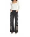 Driftwood Charlee Wide Leg Jean In Black/white In Animal Print