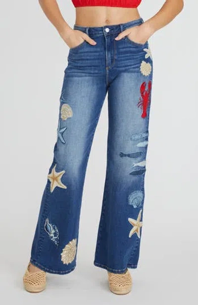 Driftwood Charlee Wide Leg Jeans In Blue