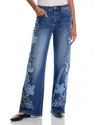 Driftwood Charlee X Denim Patch Wide Legs Jeans In Medium Wash In Medium Wash