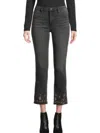 Driftwood Colette Embroidered Cropped Jeans In Black In Black