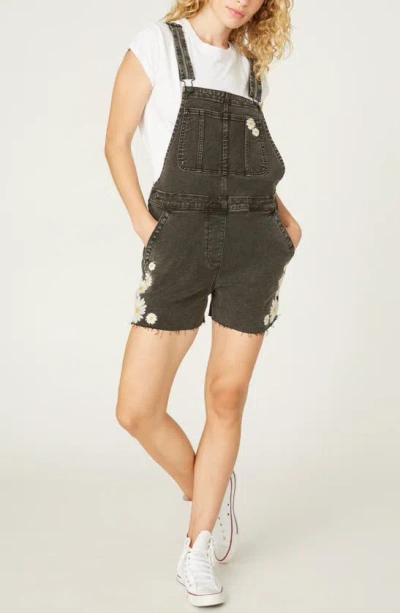 Driftwood Daisy Daydream Embroidered Overalls In Black