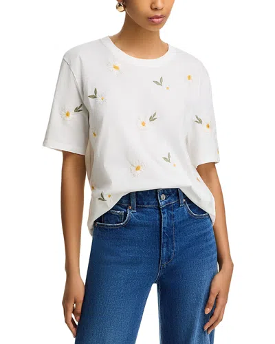 Driftwood Daisy Embroidered Tee In White