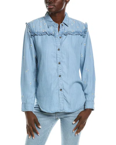 DRIFTWOOD DENIM BUTTON-DOWN FLOWER SHIRT