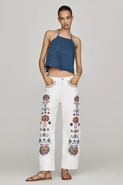 Driftwood Elaine High-rise Barrel Jeans In White
