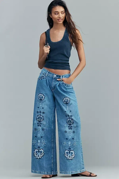 Driftwood Eloise High-rise Wide-leg Jeans In Blue