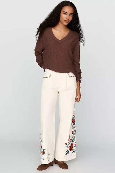 Driftwood Eloise Mid-rise Wide-leg Jeans In Neutral