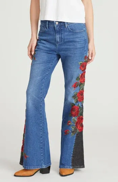 Driftwood Fab Farrah Midnight Rose Wide Leg Jeans In Multi