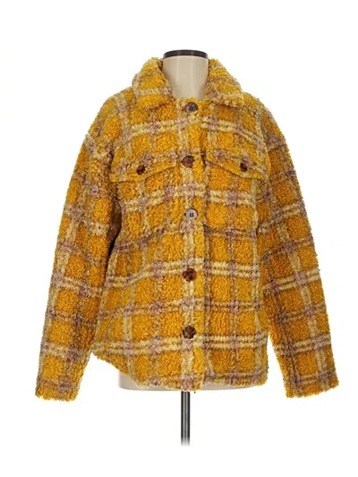Pre-owned Driftwood Faux Fur Jacket In Yellow